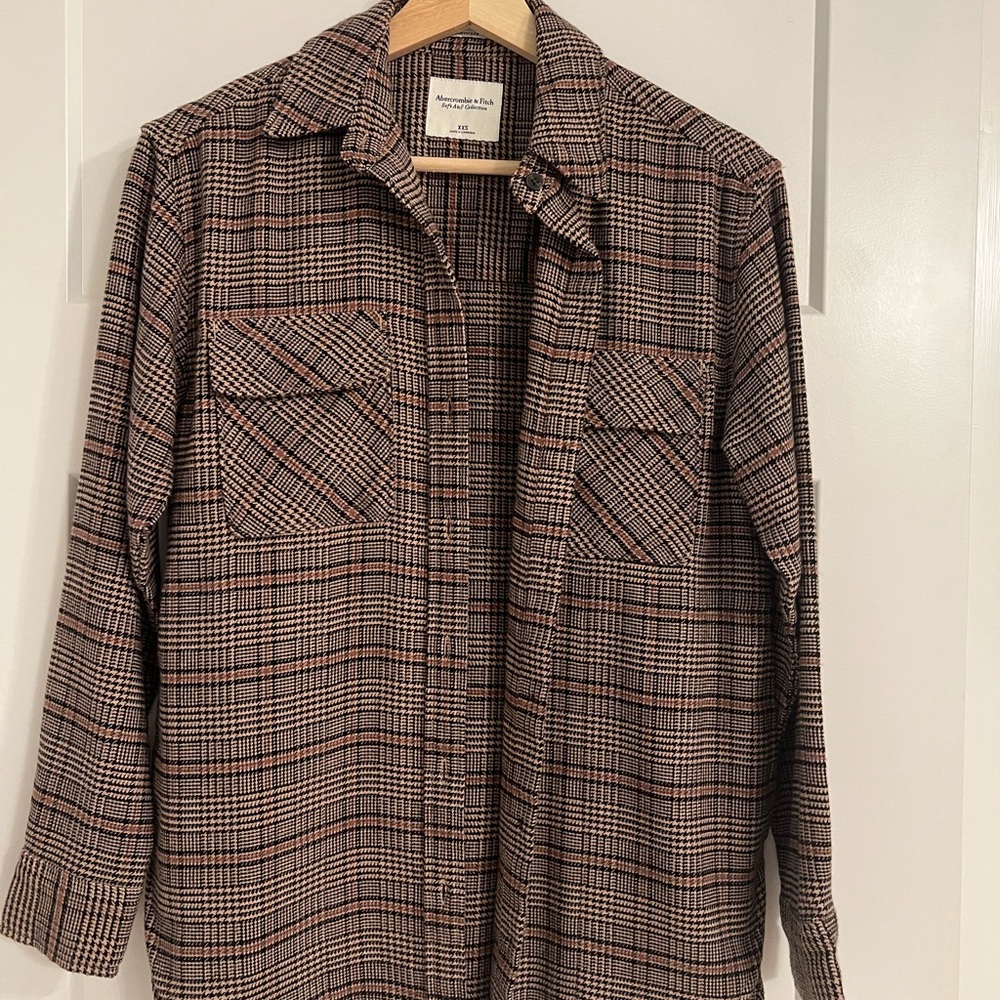 Abercrombie & Fitch Women’s Plaid Shirt - Black and Brown